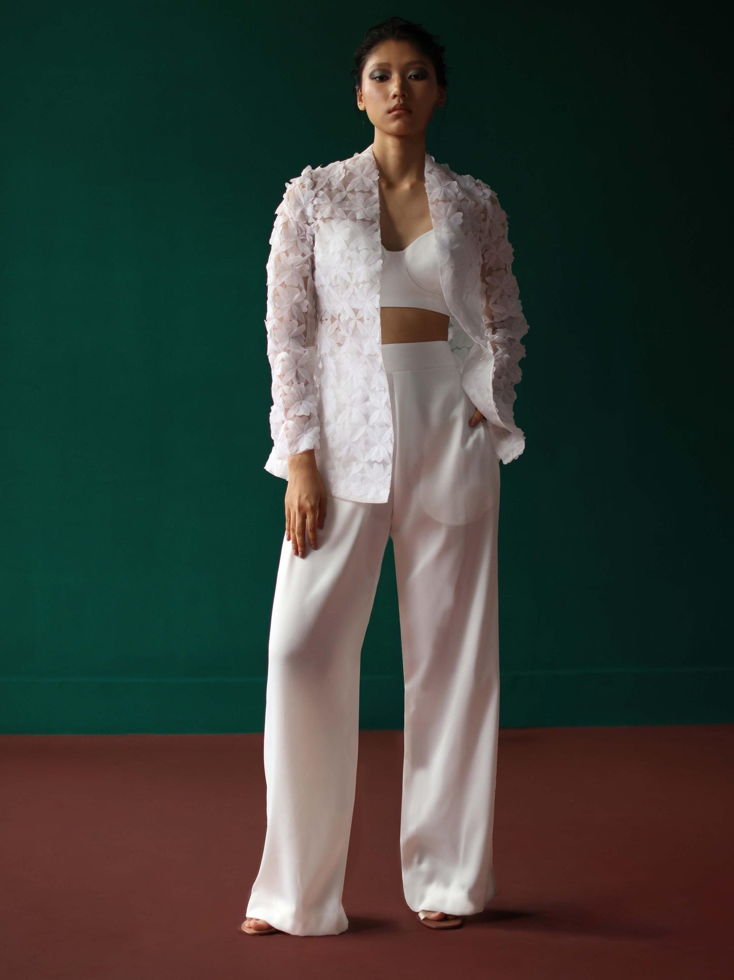Organza bloom pantsuit set