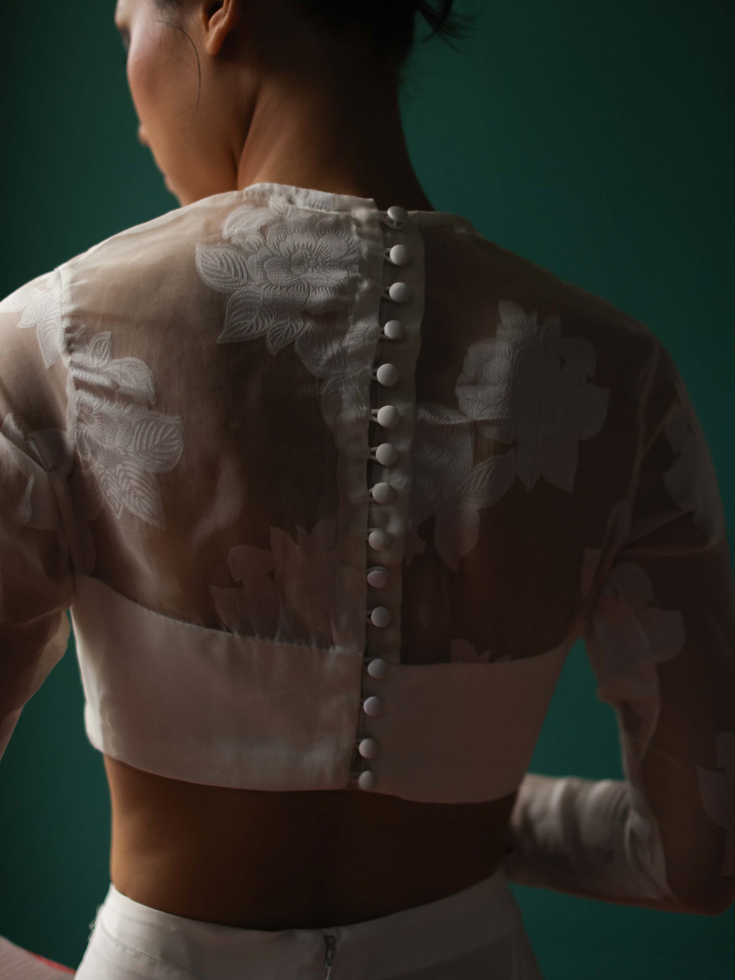 Organza floral jacquard blouse