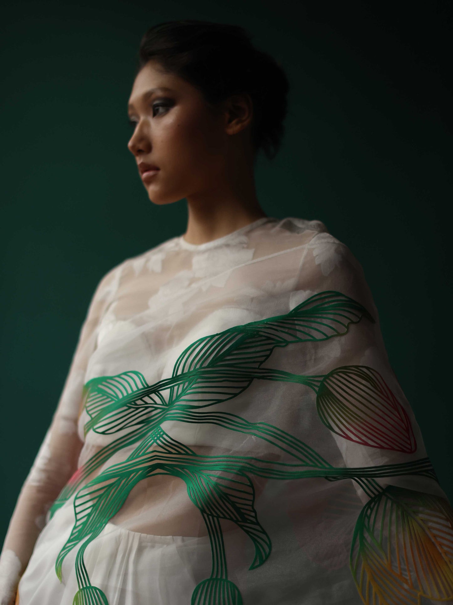 Organza floral jacquard blouse