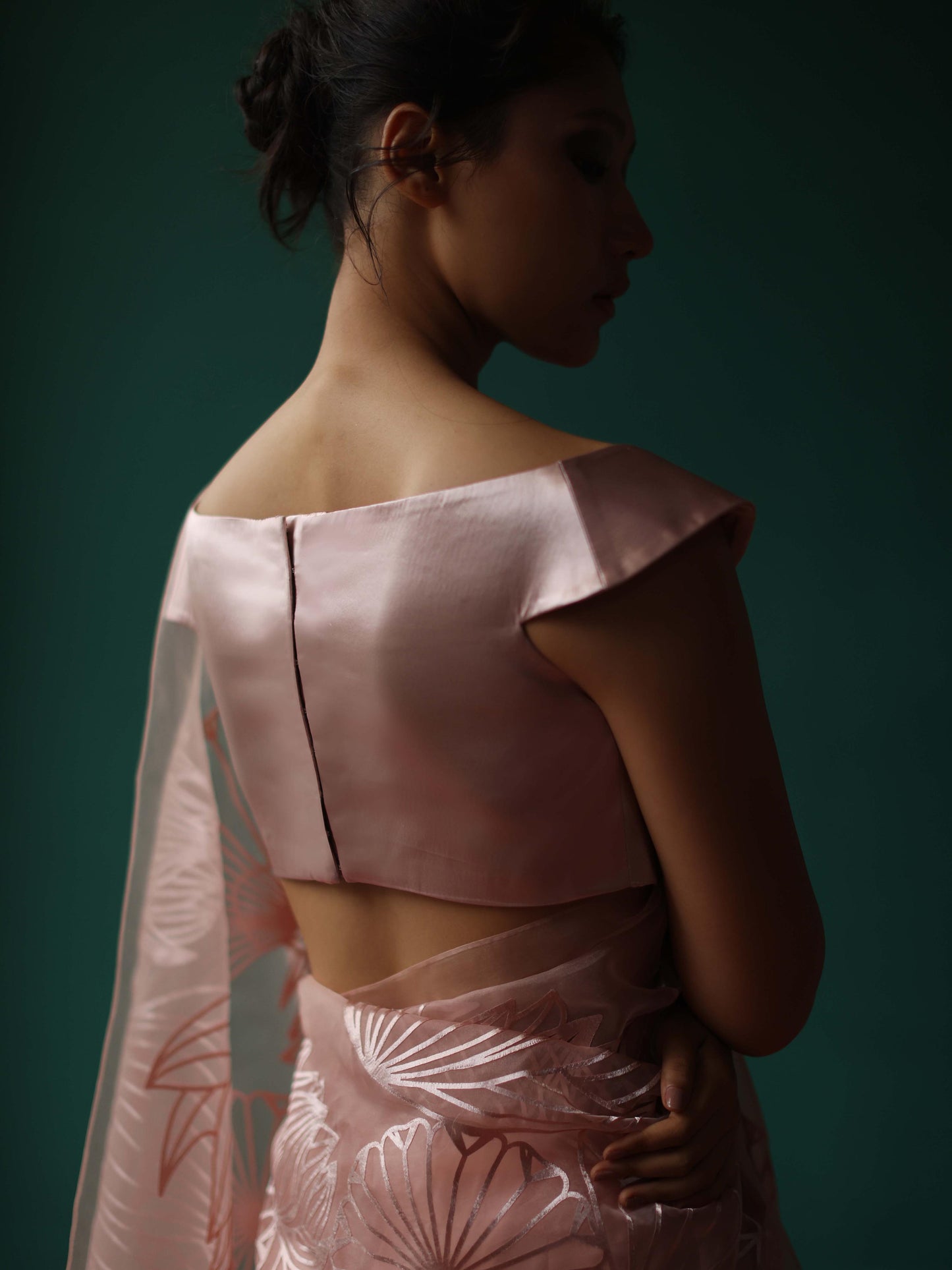 Rose gold off shoulder blouse