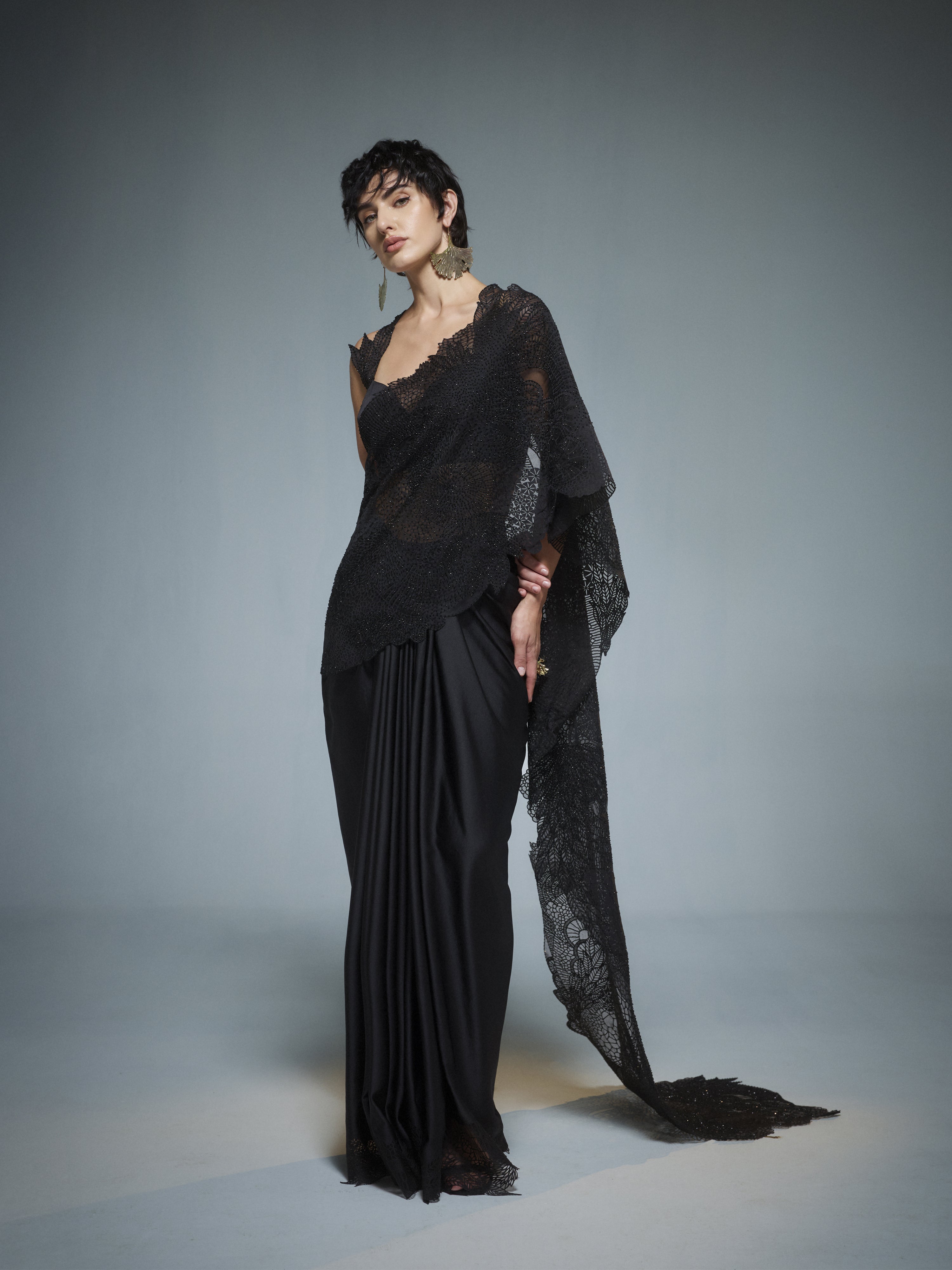 Midnight Moss Saree