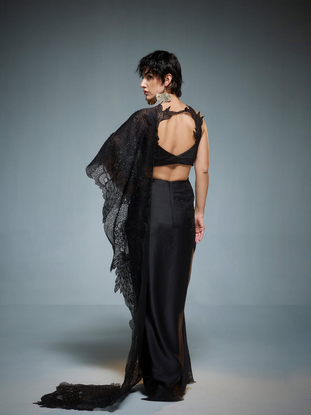 Midnight Moss Saree