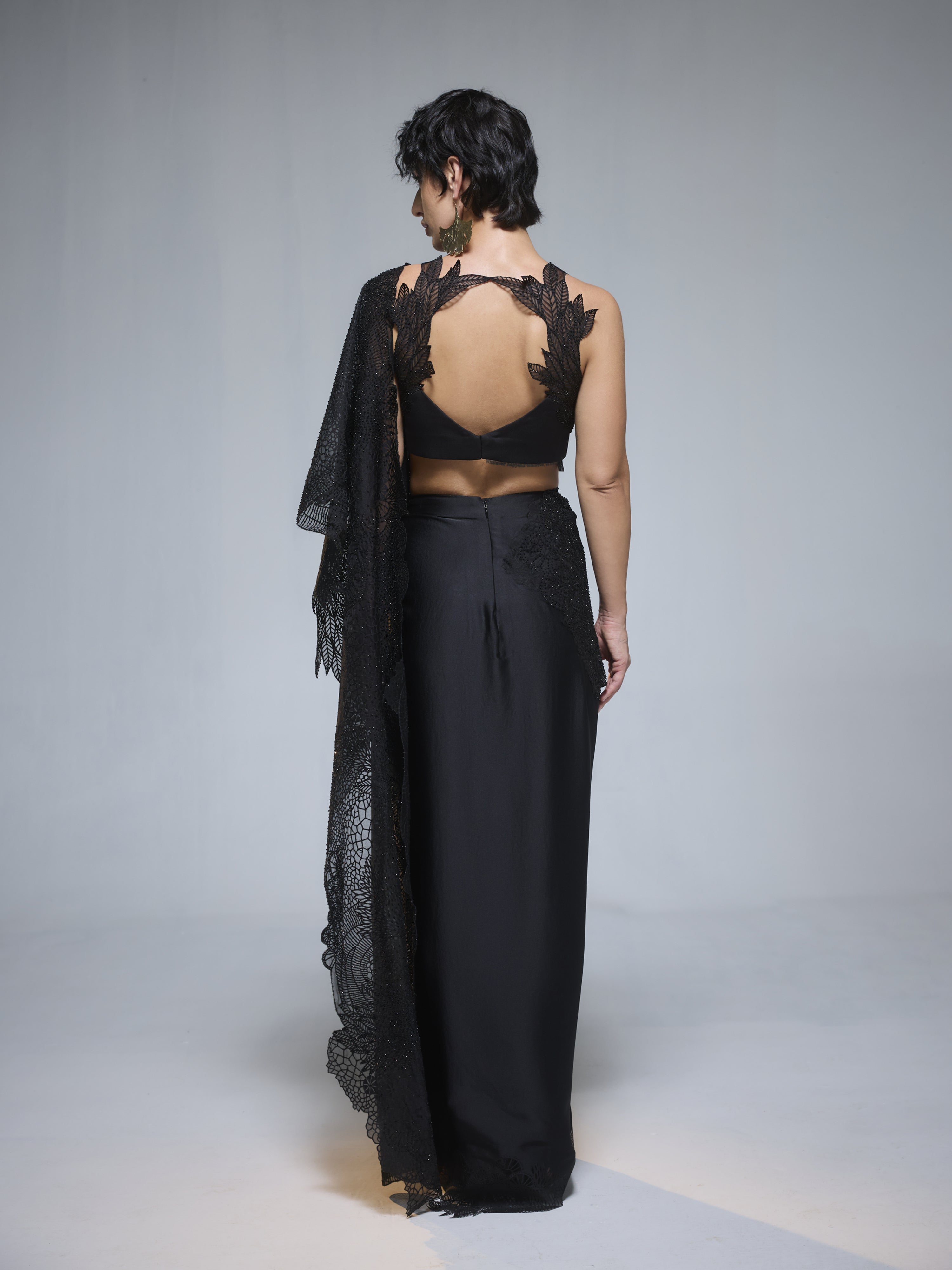 Midnight Moss Saree