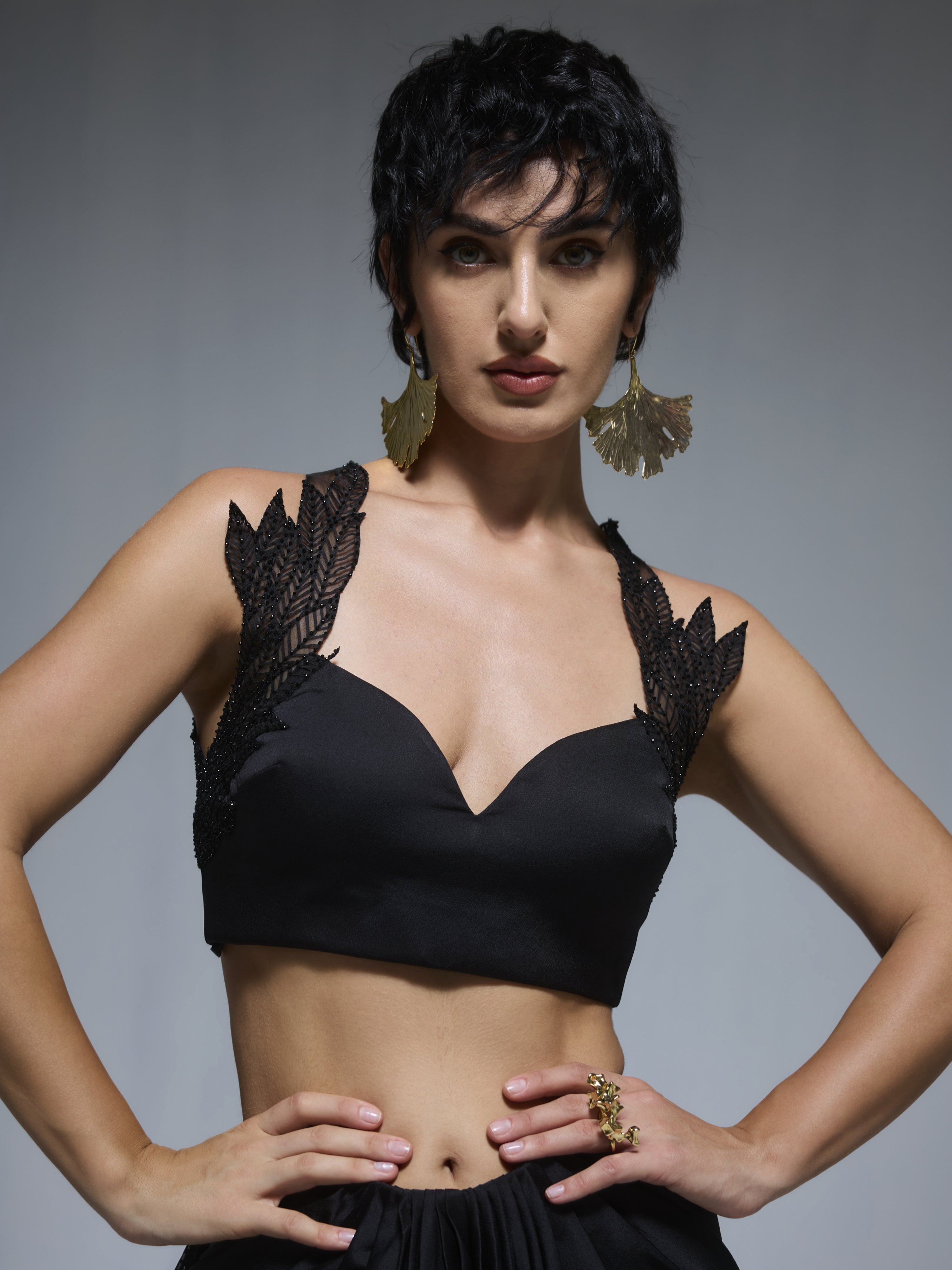 Midnight Moss Saree