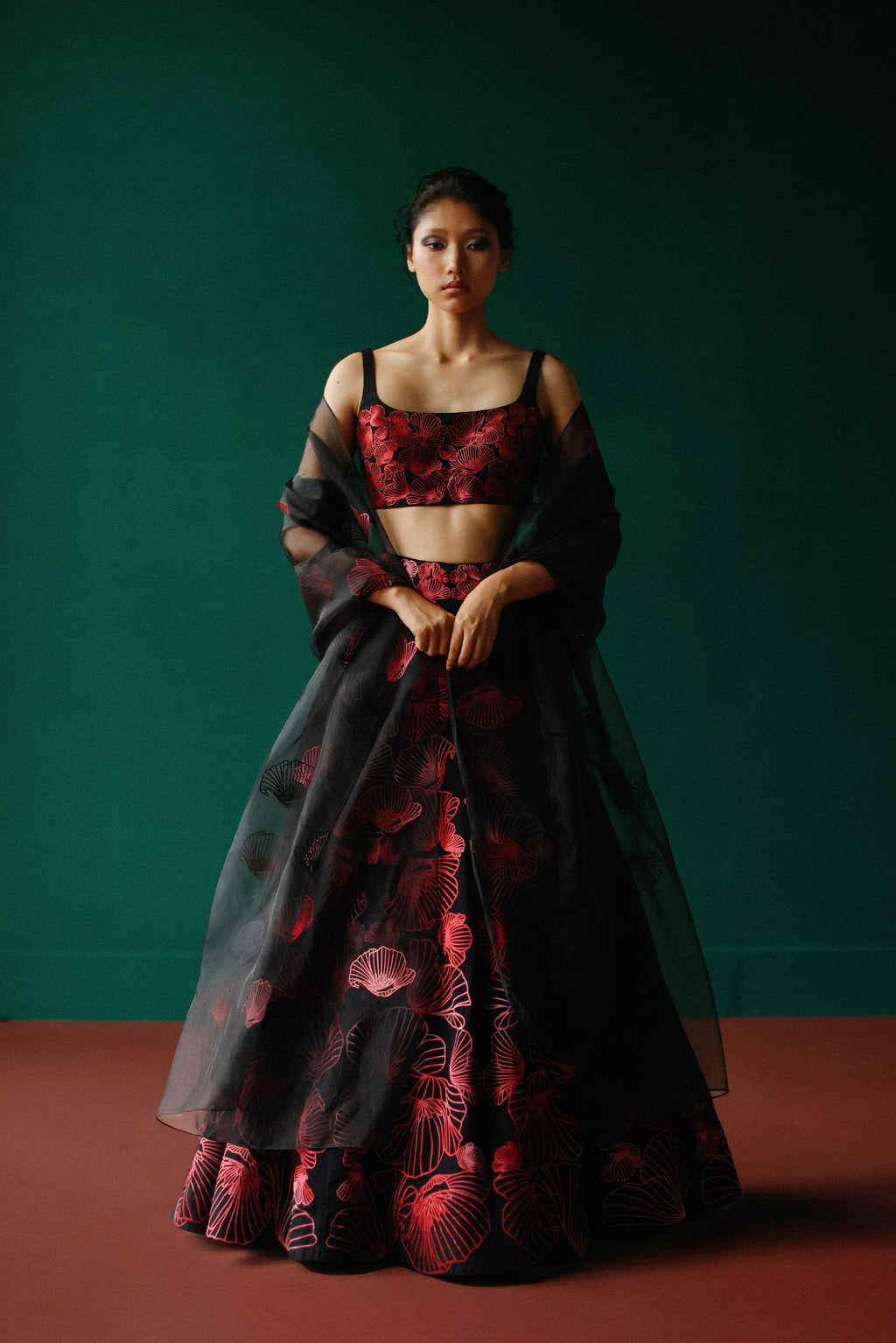 Vibrant Poppy lehenga set
