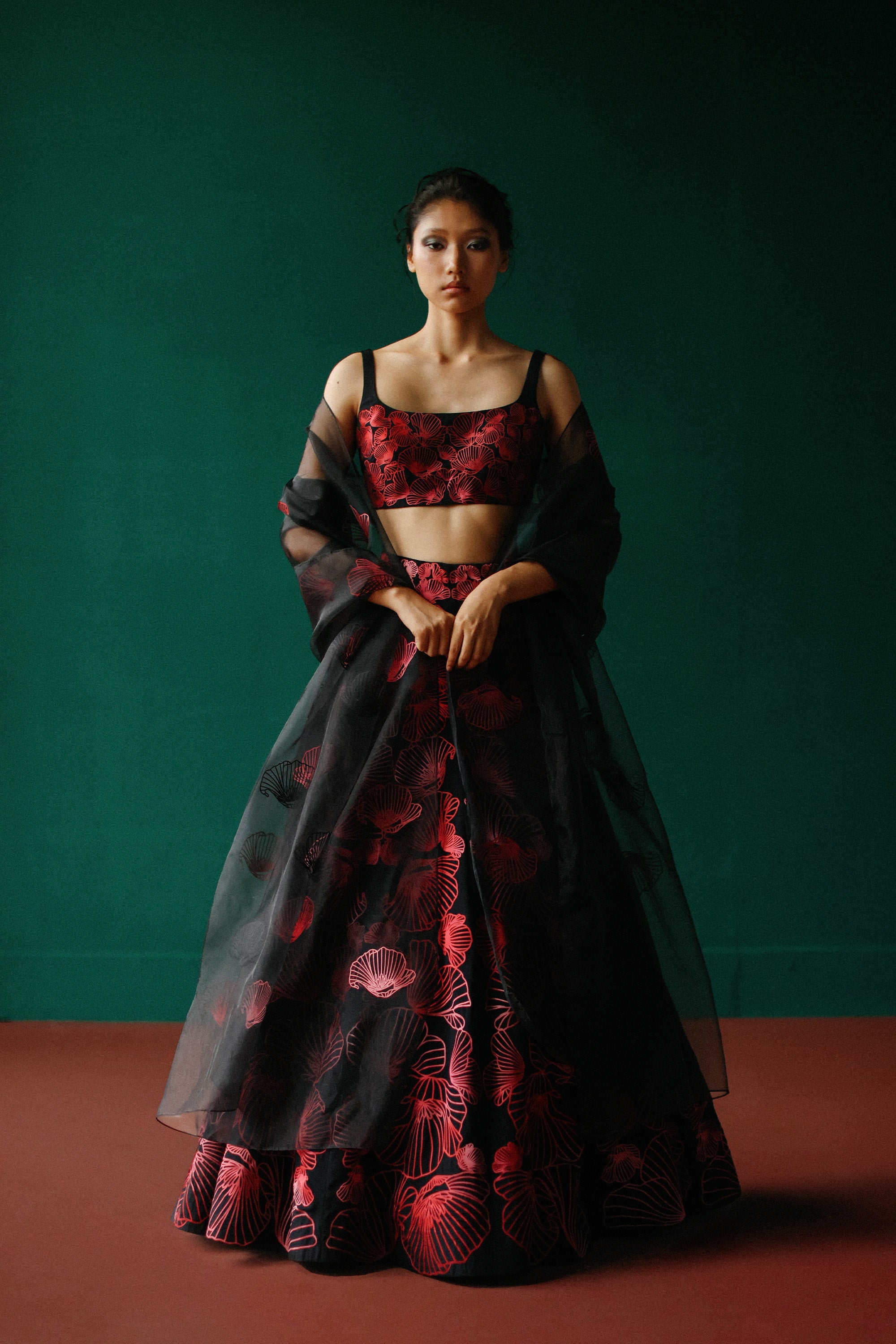 Vibrant Poppy lehenga set