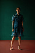 Organza bloom shirt dress