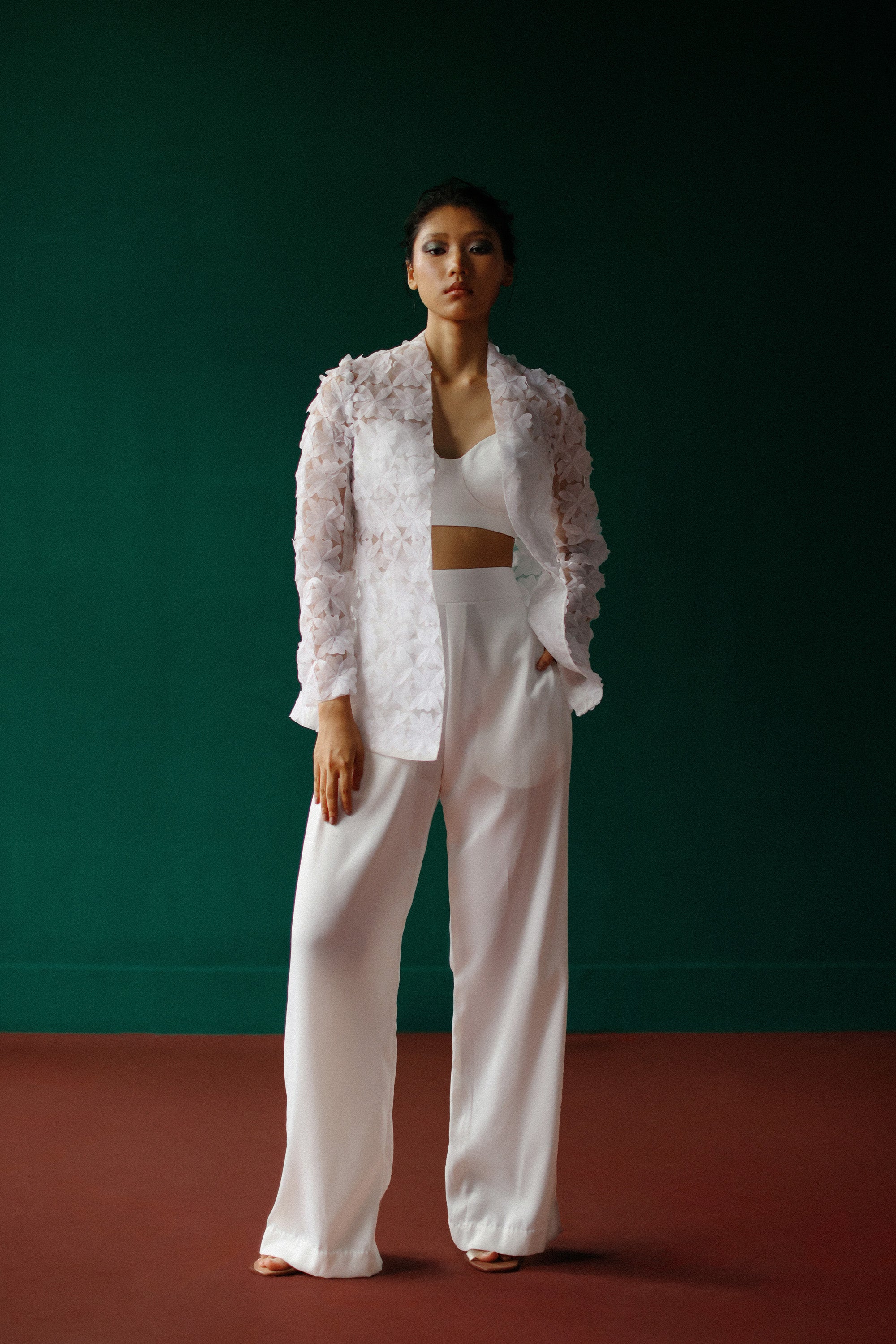 Organza bloom pantsuit set