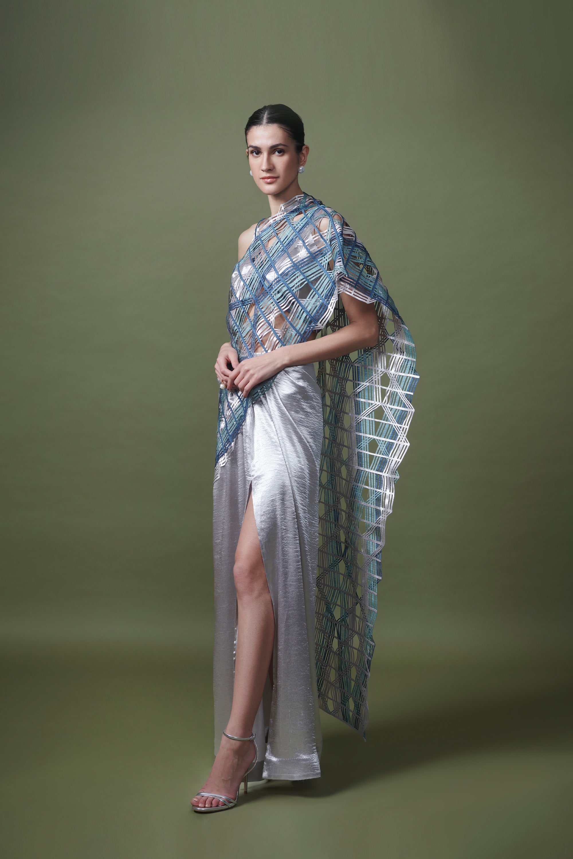 Monochrome gauze saree