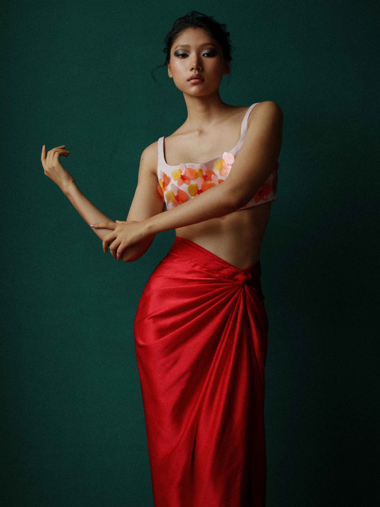 Orchid top with twist skirt