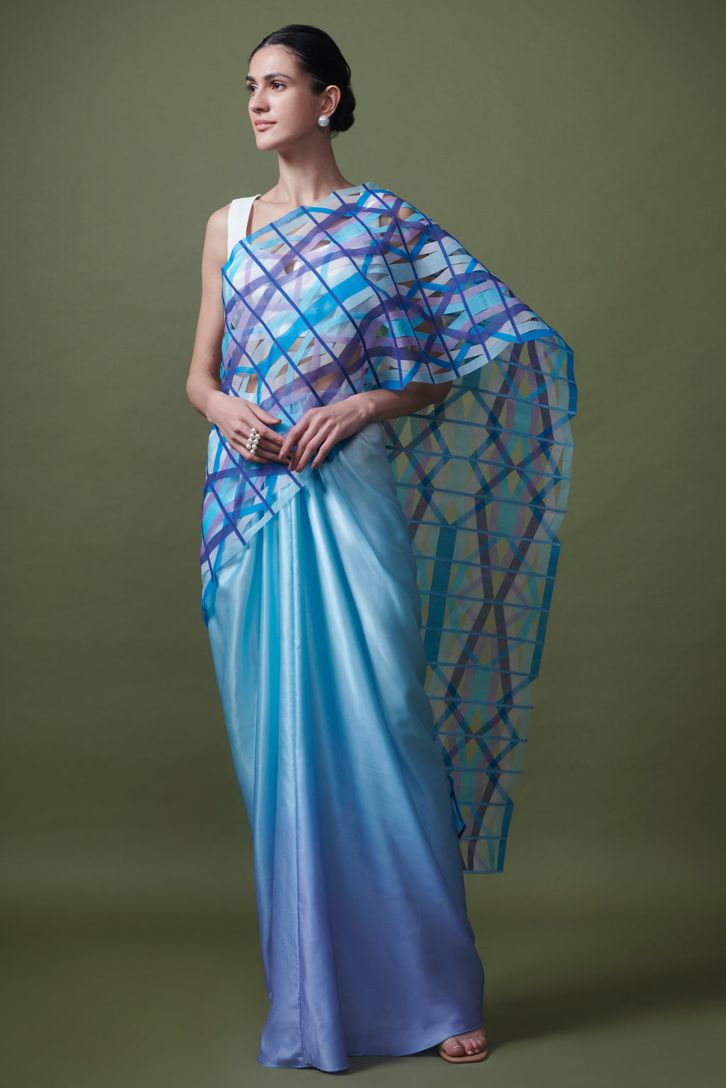 Polychromatic organza gauze saree