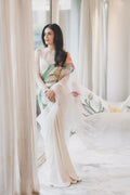 White saree with tulip applique