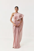 Layered Wave Pre-Stitched Saree - Rose Gold