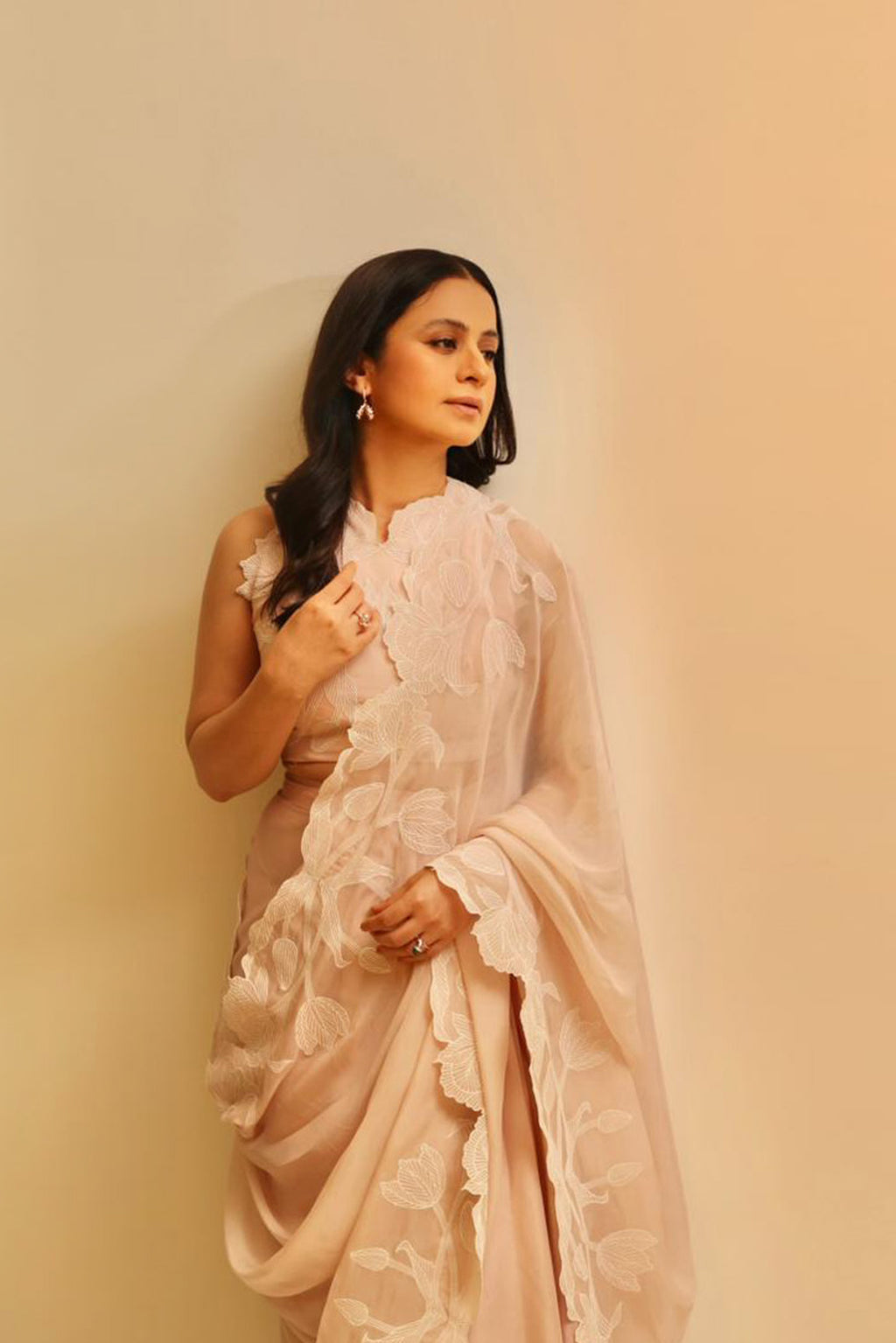 Wild Tulip Pre-Stitched Saree Set - Blush Pink