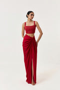 Entwined Corded Bustier Skirt Set - Red