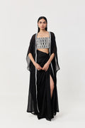 Entwined Corded Bustier Cape Set - Black & White