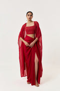 Entwined Corded Bustier Cape Set - Red