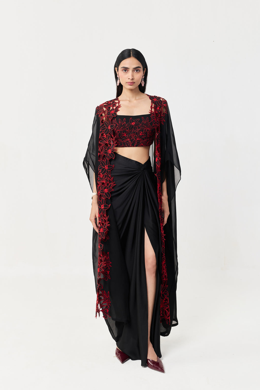 Wild Lily Cape Set - Black & Red