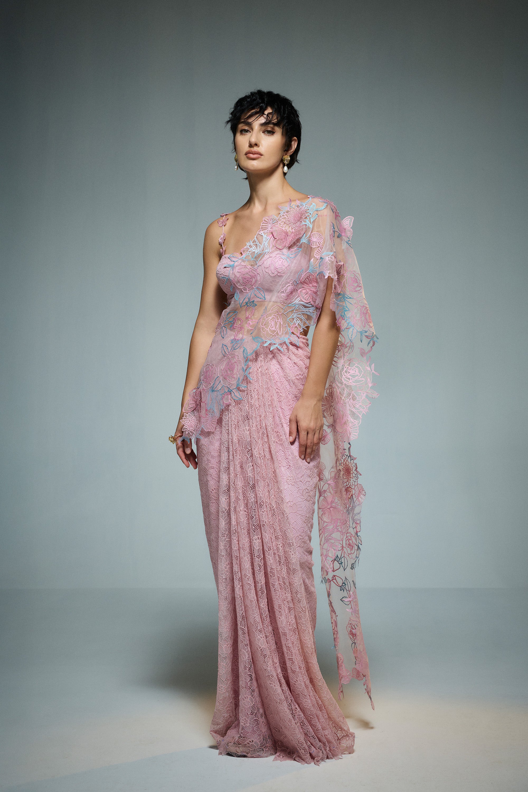 Butterfly Dahlia Saree
