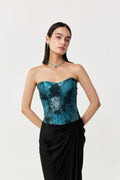 Moss Forest Applique' Corset - Emerald Teal