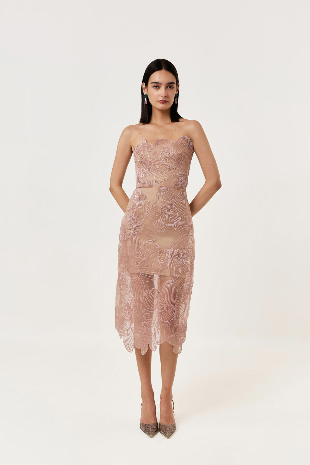 Orchid Applique' Midi Dress