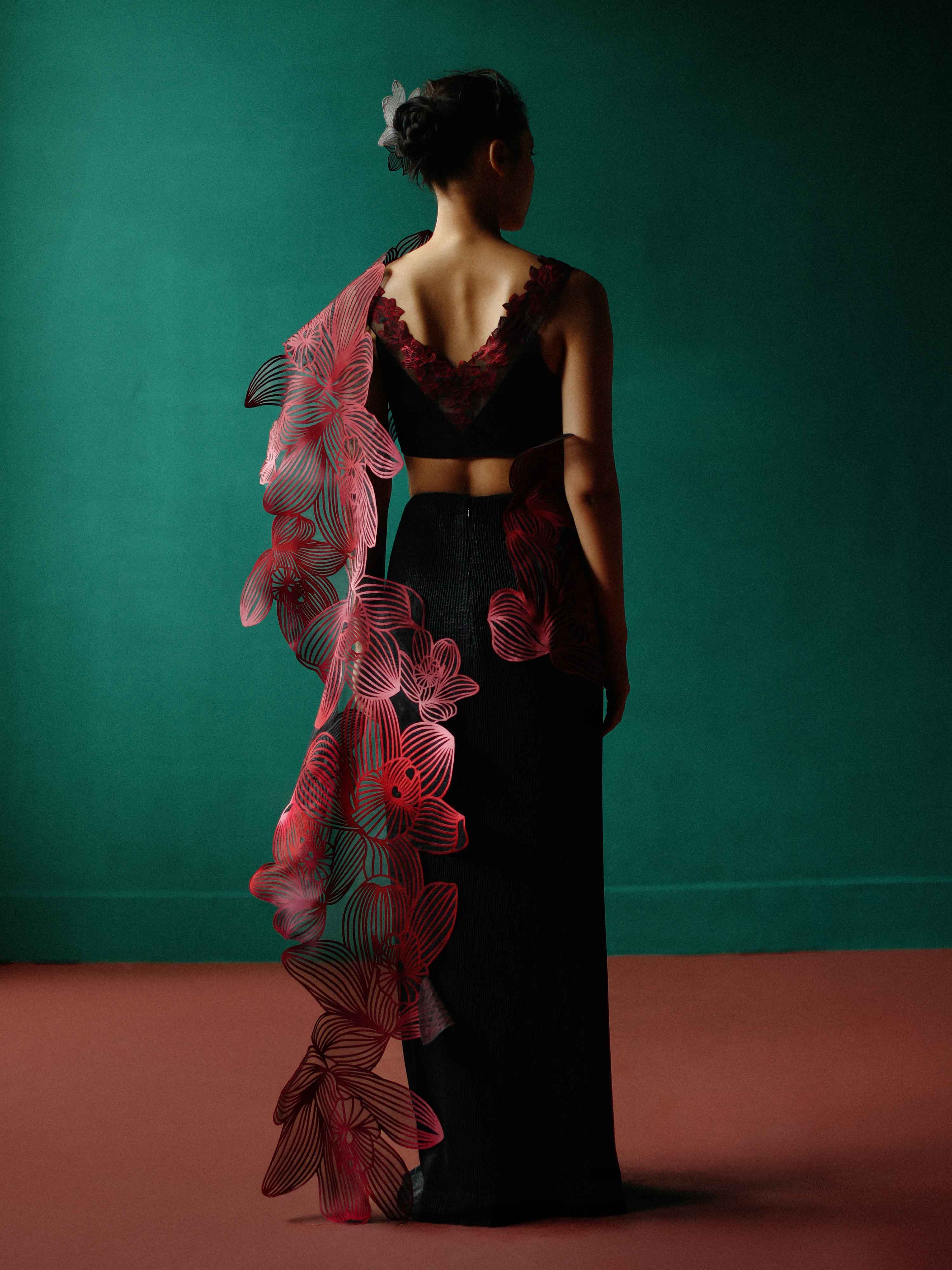 Orchid gauze saree