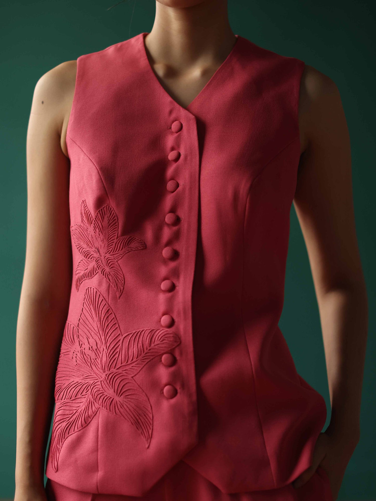 Waistcoat set with embossed lilies