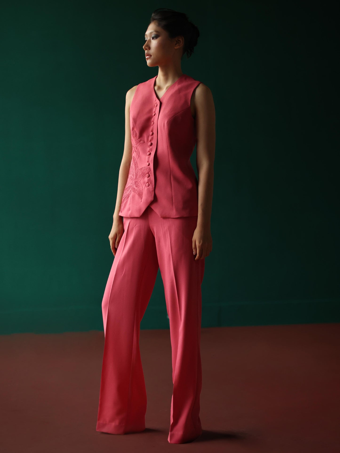 Waistcoat set with embossed lilies