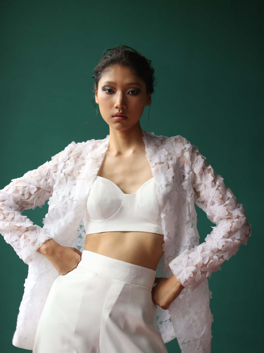 Organza bloom pantsuit set