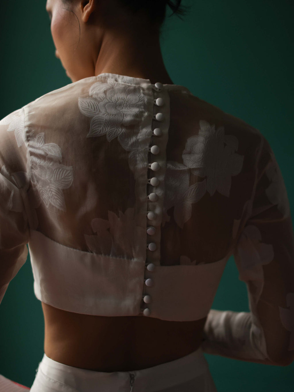 Organza floral jacquard blouse