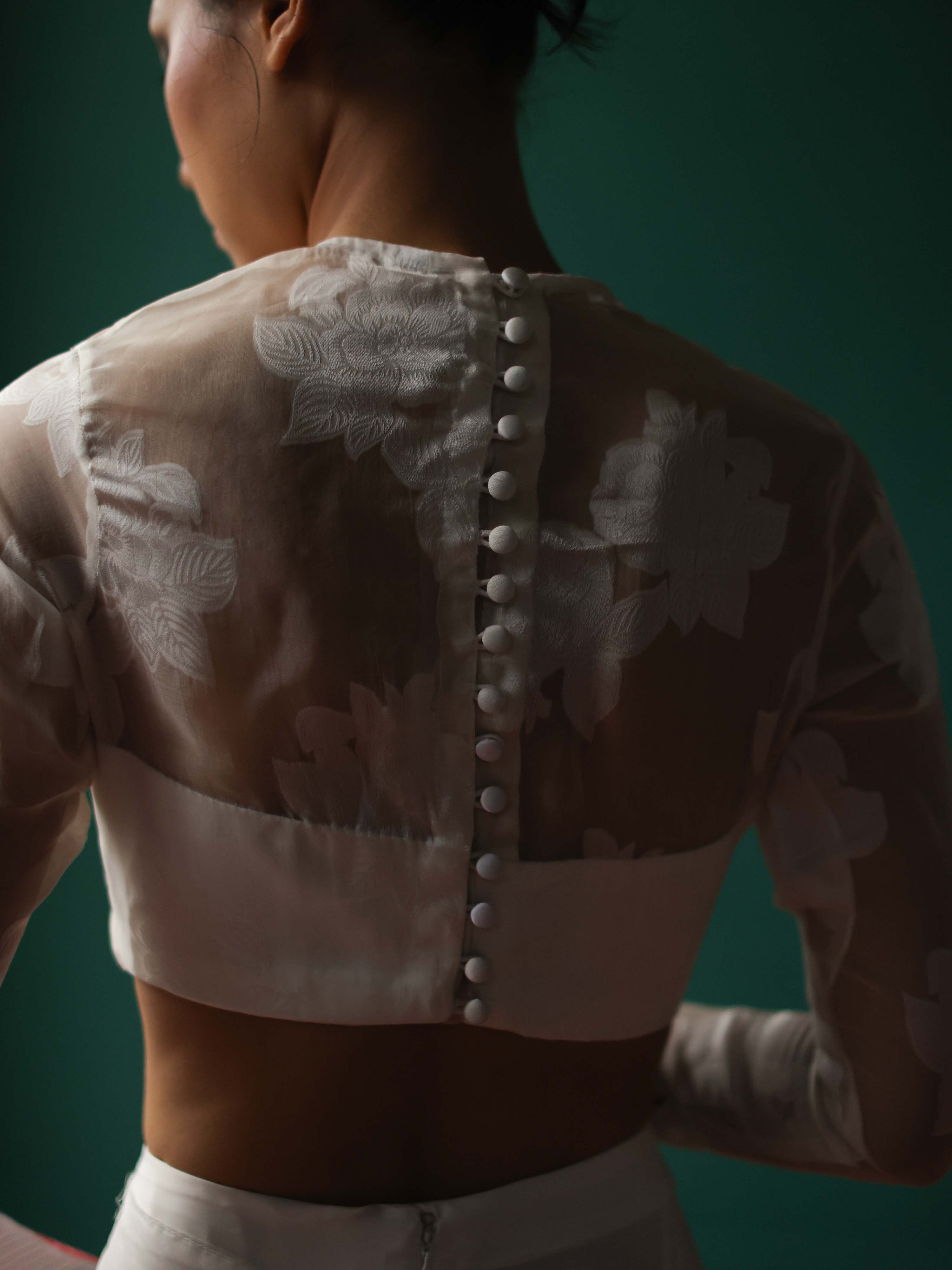Organza floral jacquard blouse