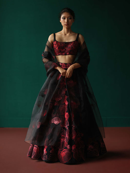 Vibrant Poppy lehenga set