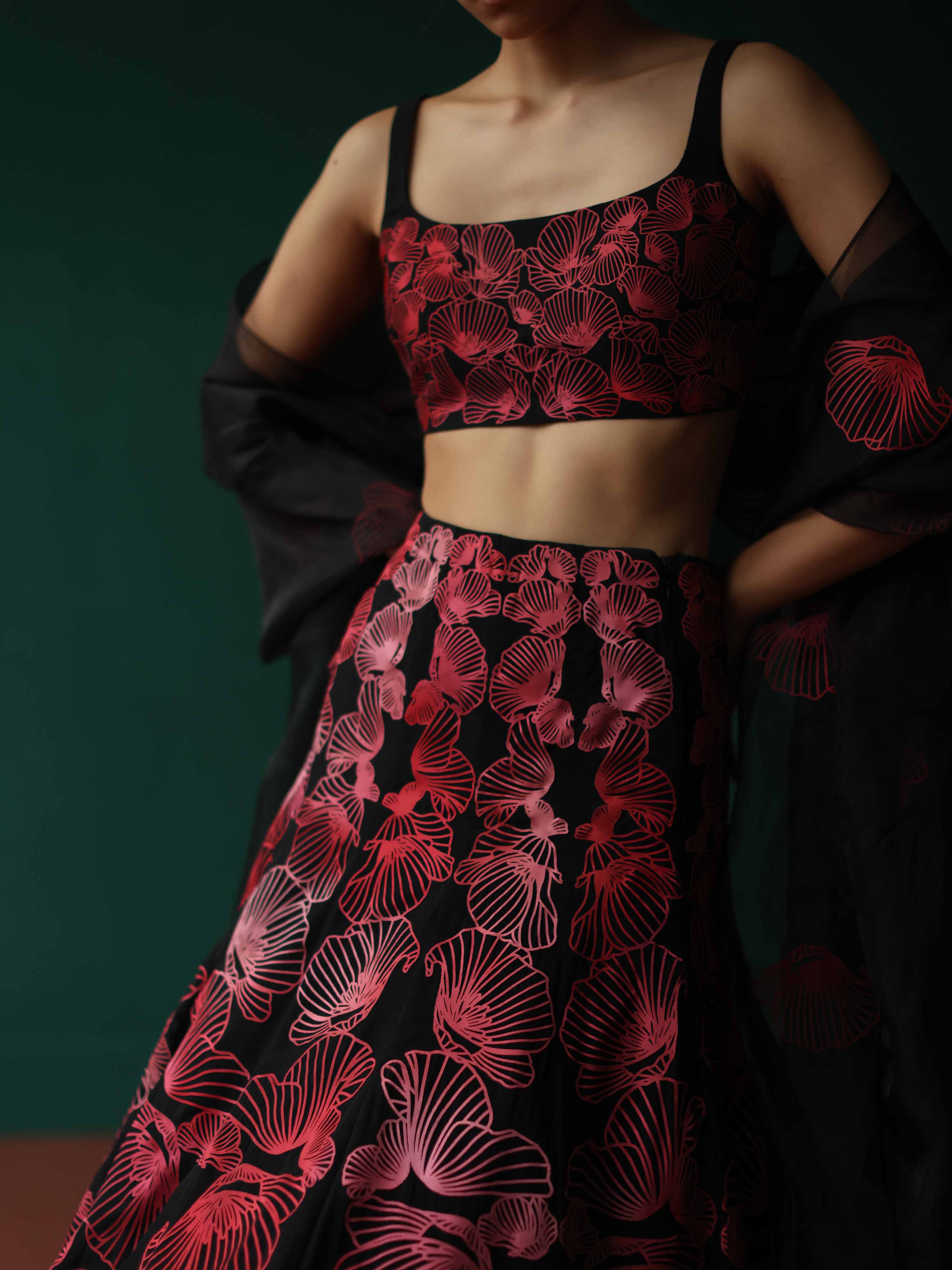 Vibrant Poppy lehenga set