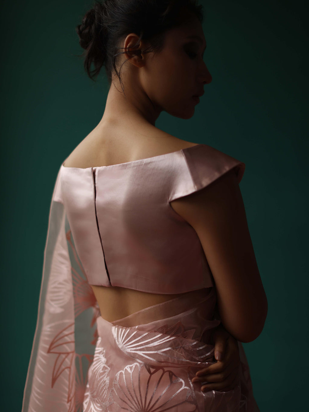 Rose gold off shoulder blouse