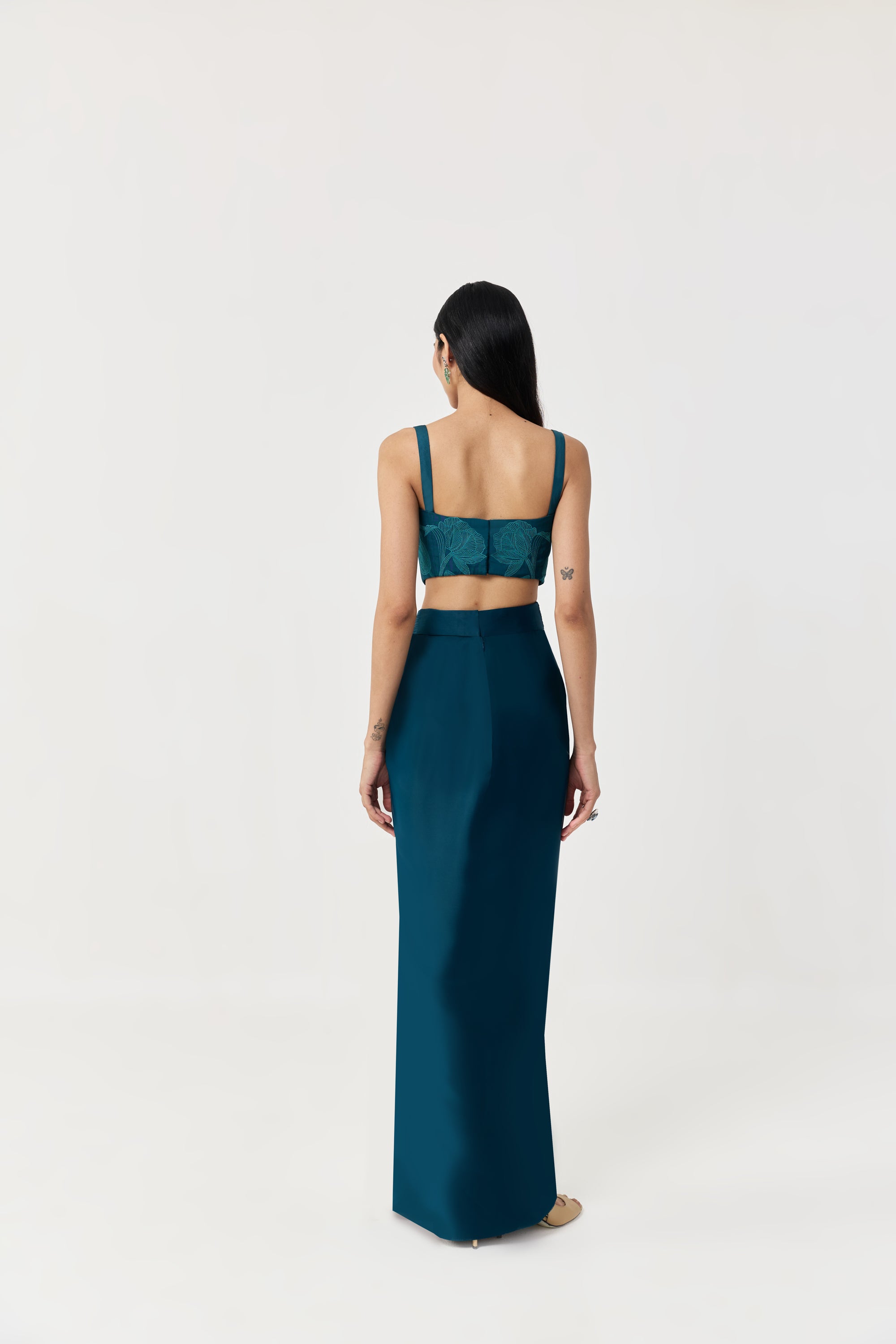 Wild Tulip Bustier Skirt Set - Teal