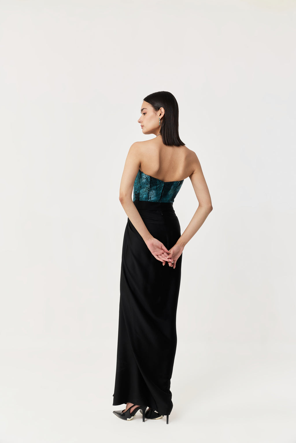 Moss Forest Applique' Corset - Emerald Teal