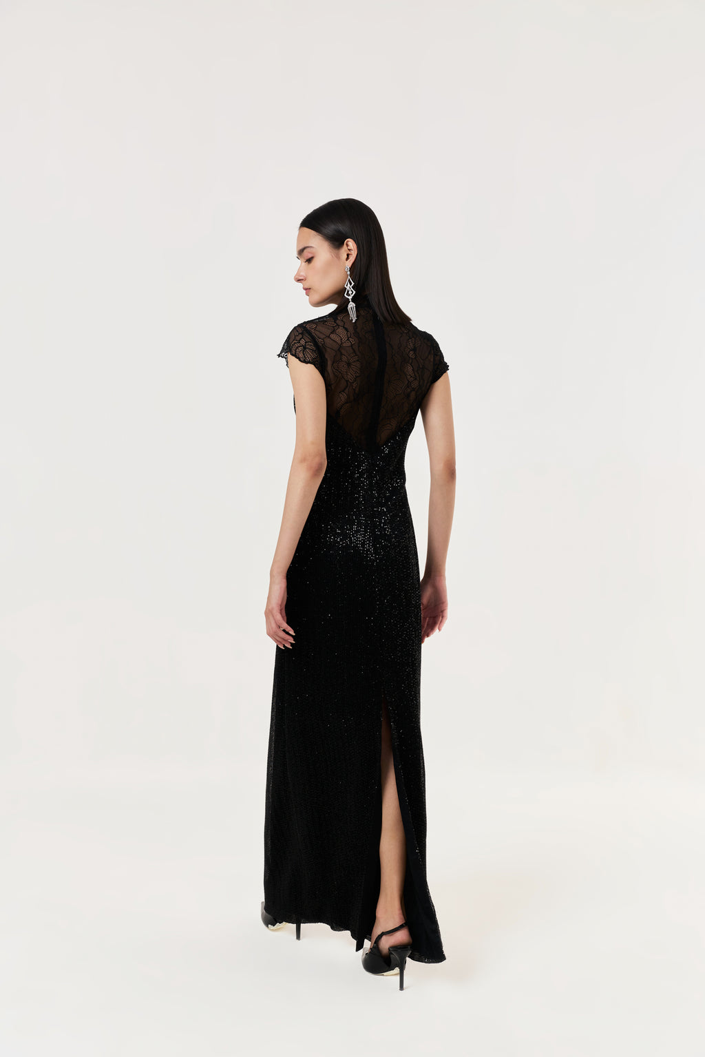 Midnight Lace Sequined Gown