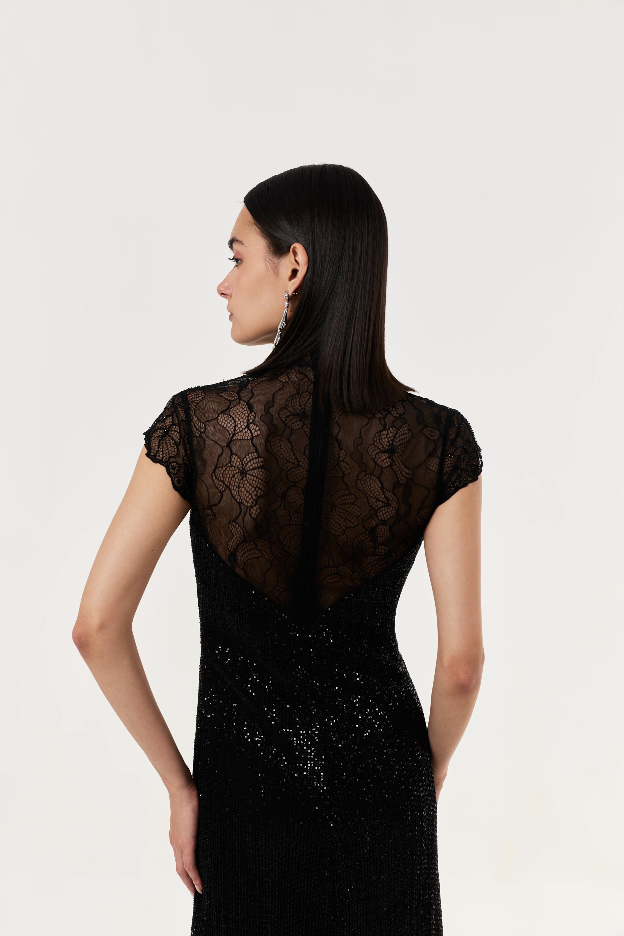 Midnight Lace Sequined Gown
