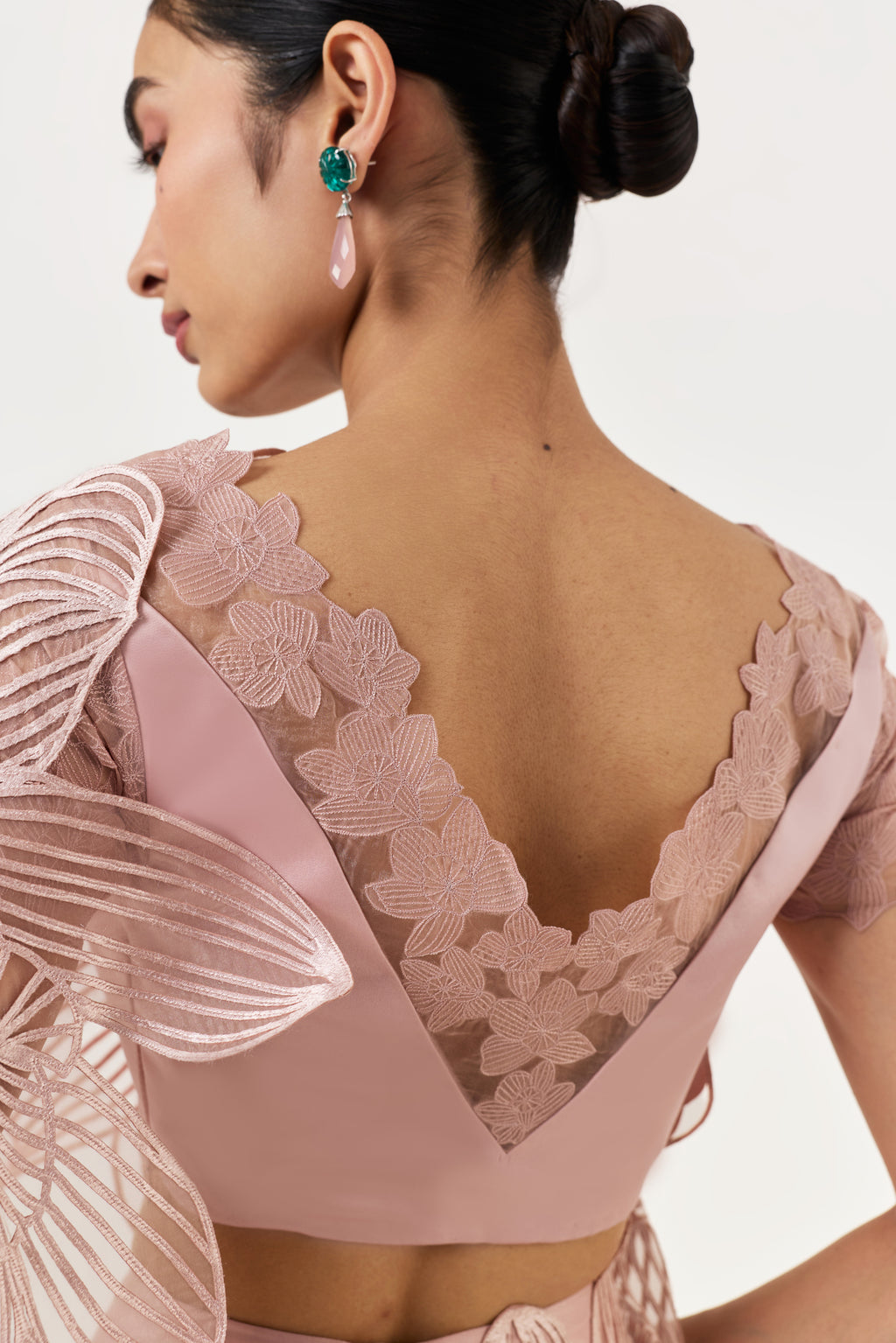 Orchid Gauze Saree Set - Rosegold