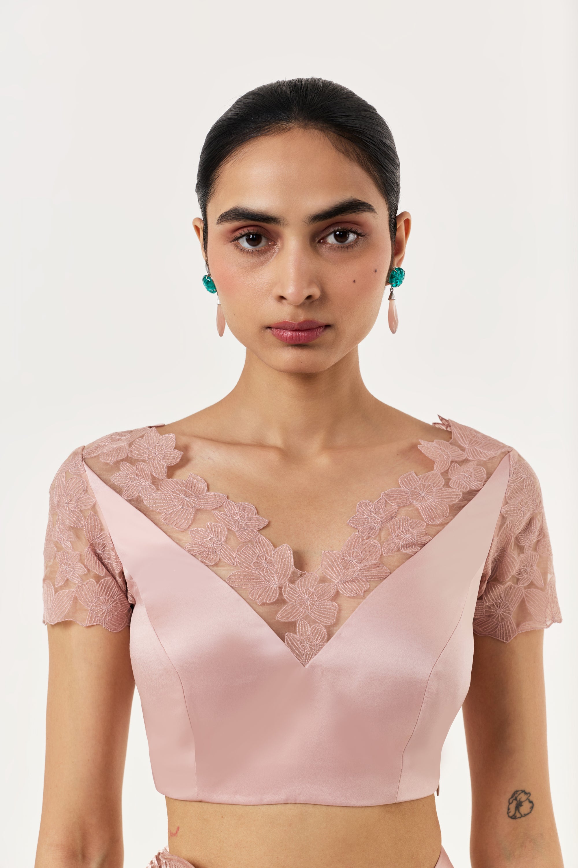Orchid Gauze Saree Set - Rosegold