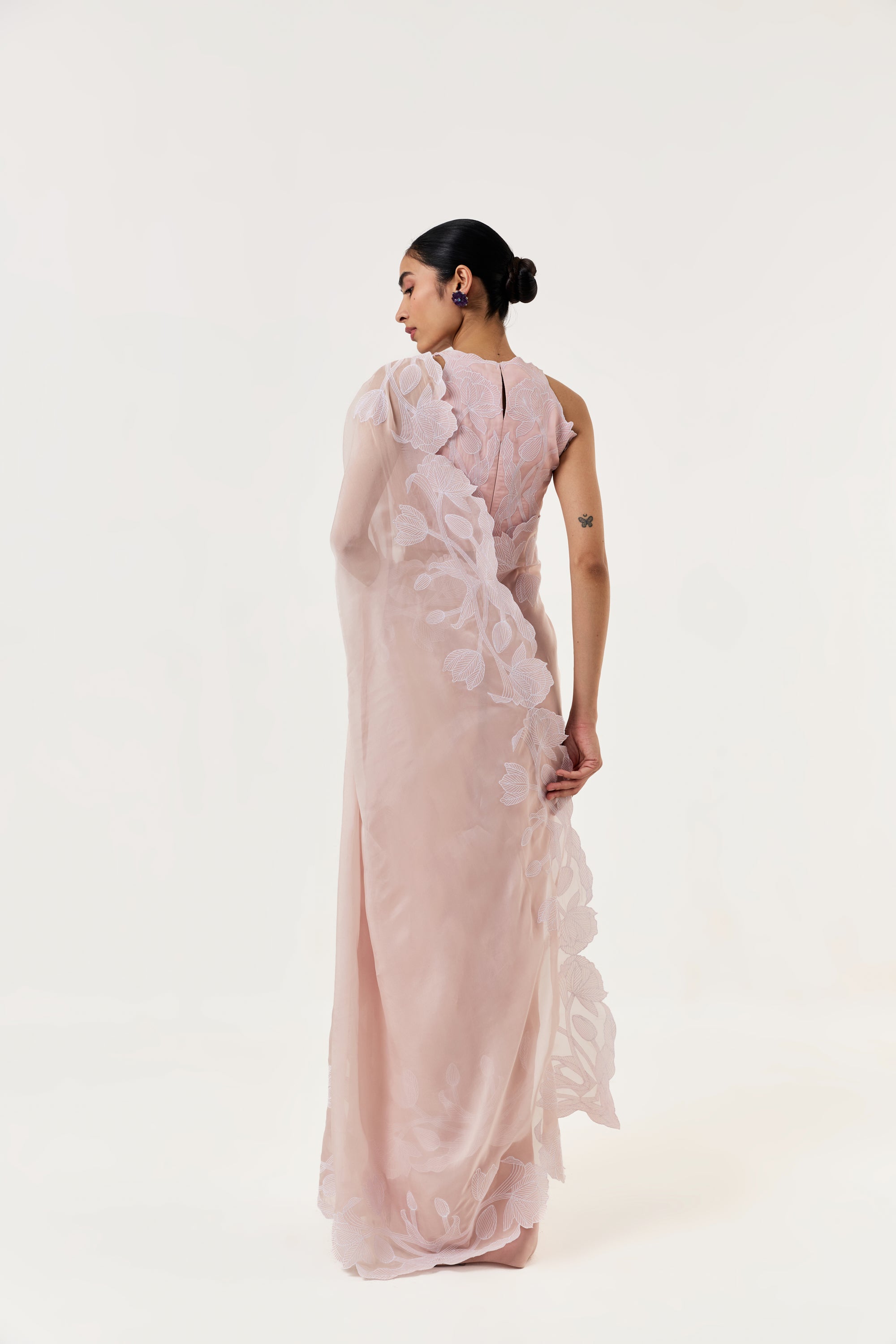 Wild Tulip Pre-Stitched Saree Set - Blush Pink