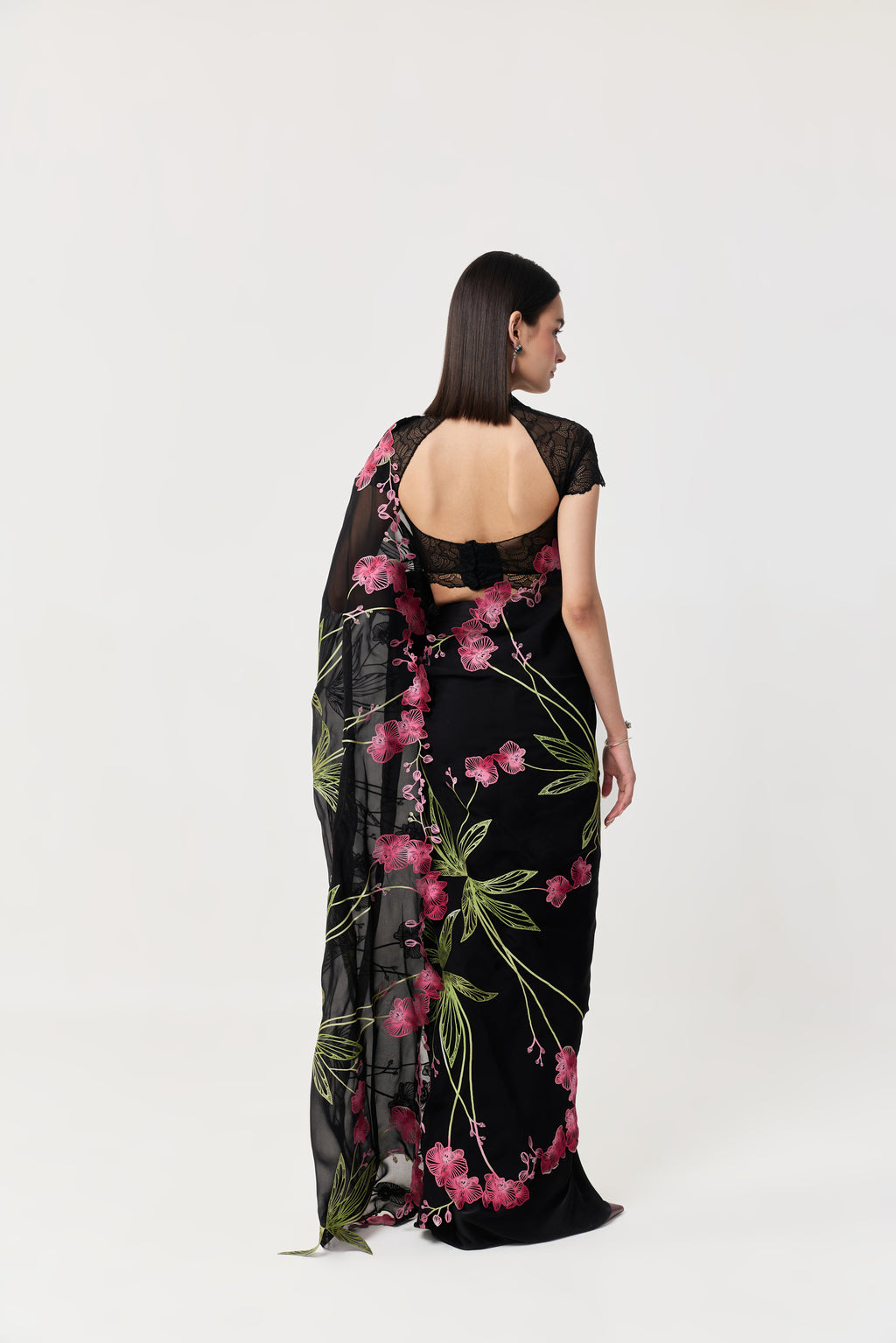 Wild Orchid Prestitched Saree Set