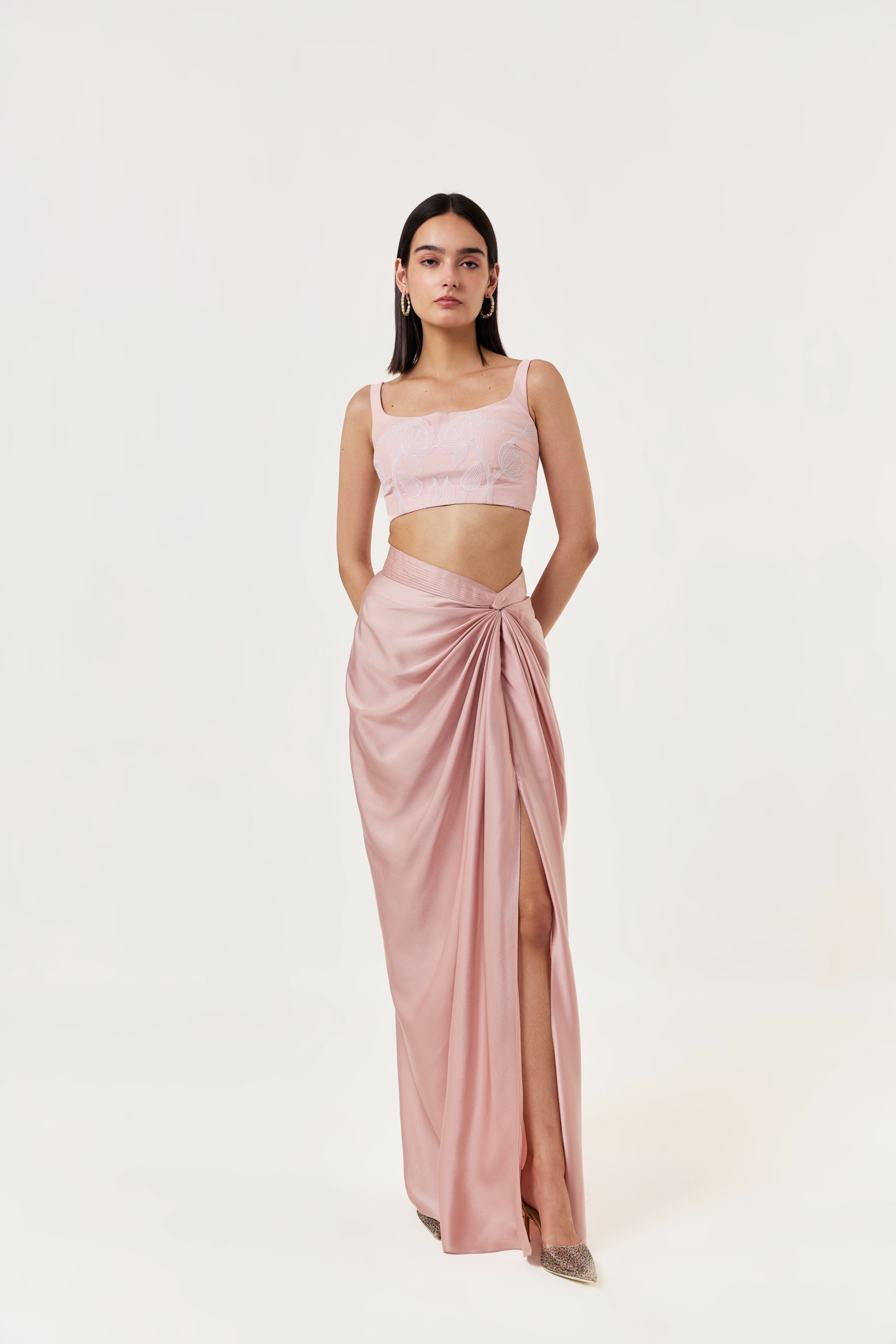 Wild Tulip Bustier Skirt Set - Blush Pink
