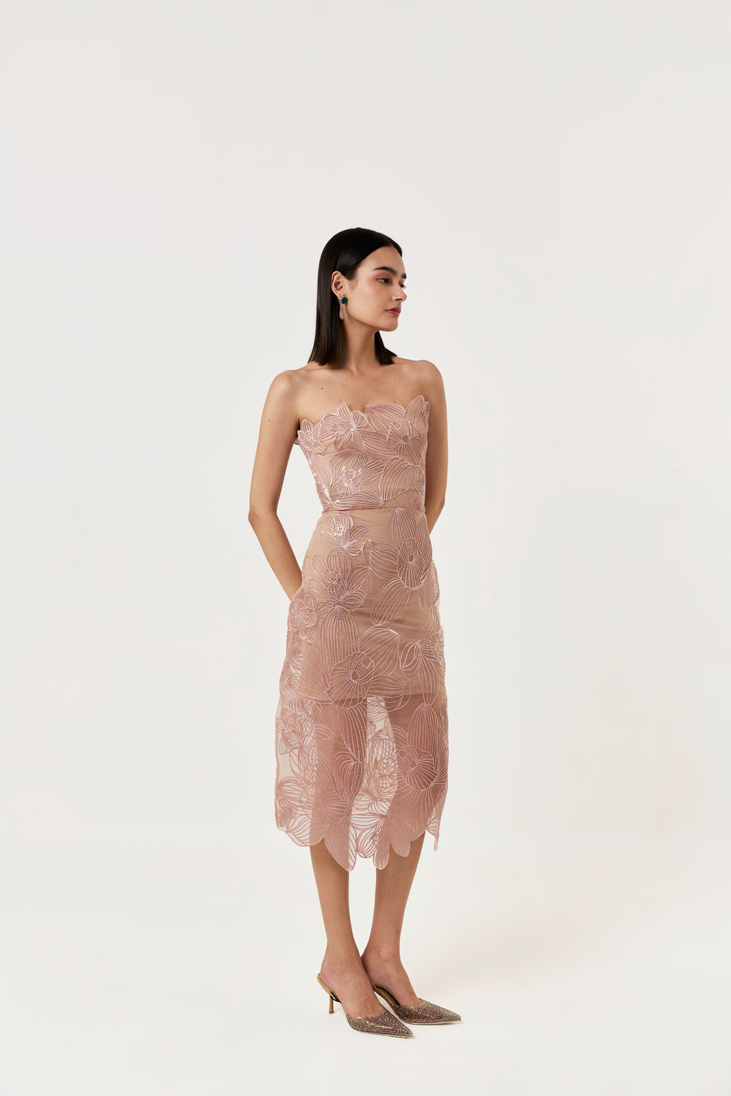 Orchid Applique' Midi Dress