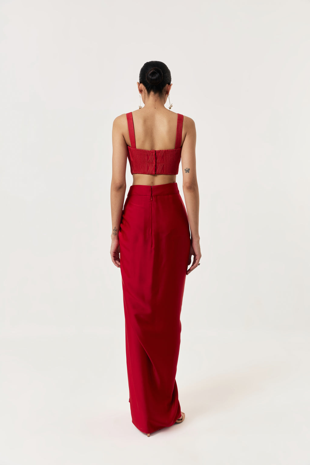 Entwined Corded Bustier Cape Set - Red