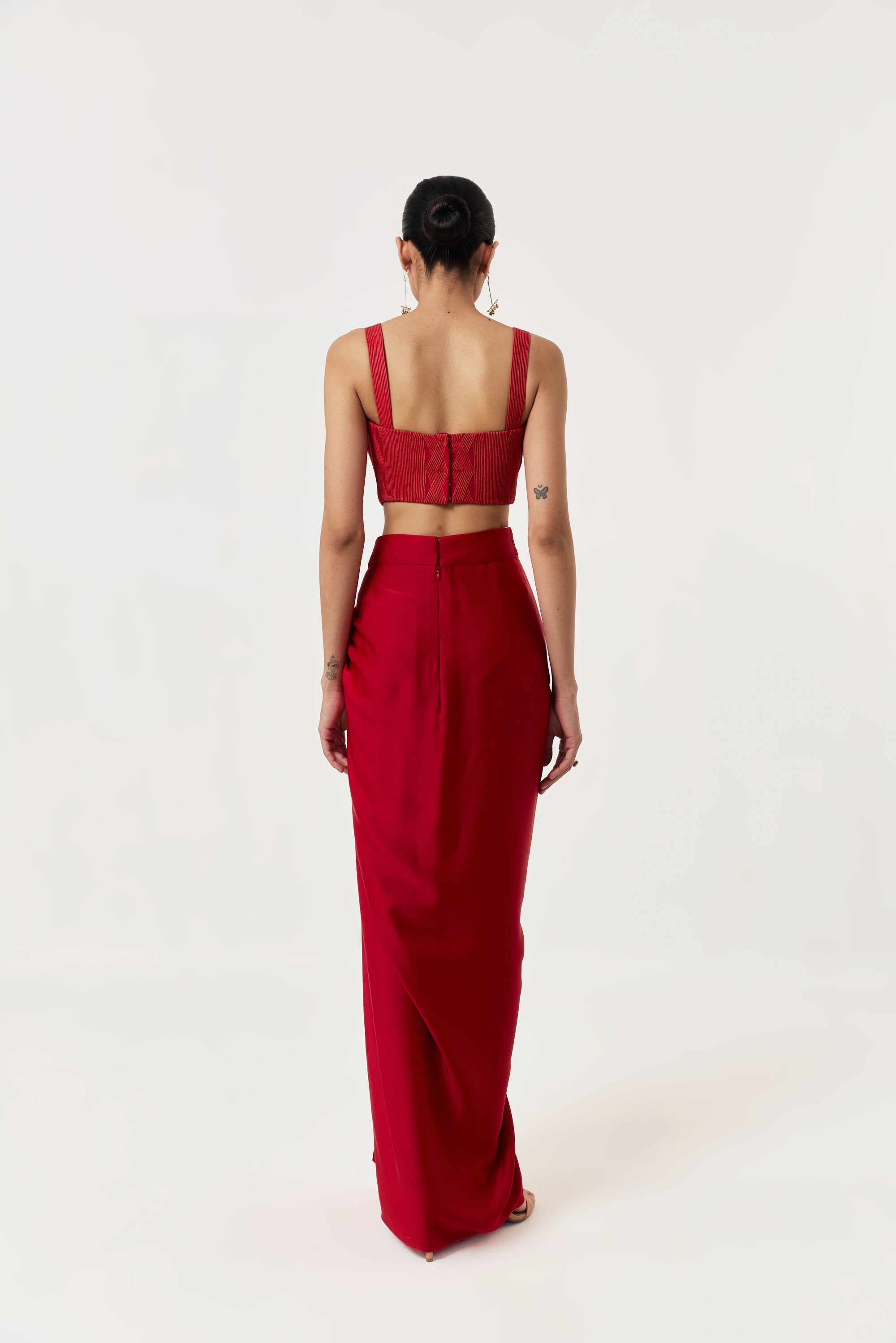 Entwined Corded Bustier Cape Set - Red