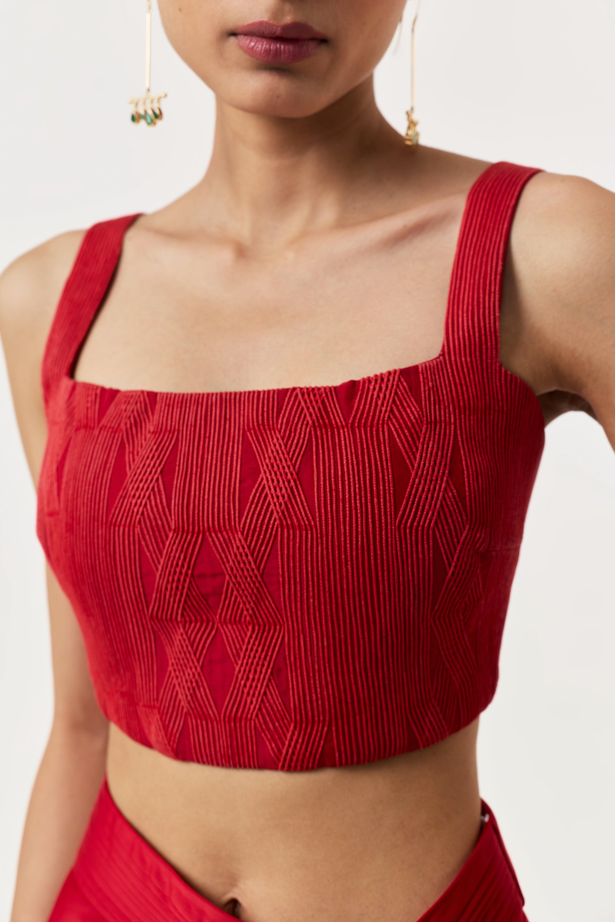 Entwined Corded Bustier Cape Set - Red