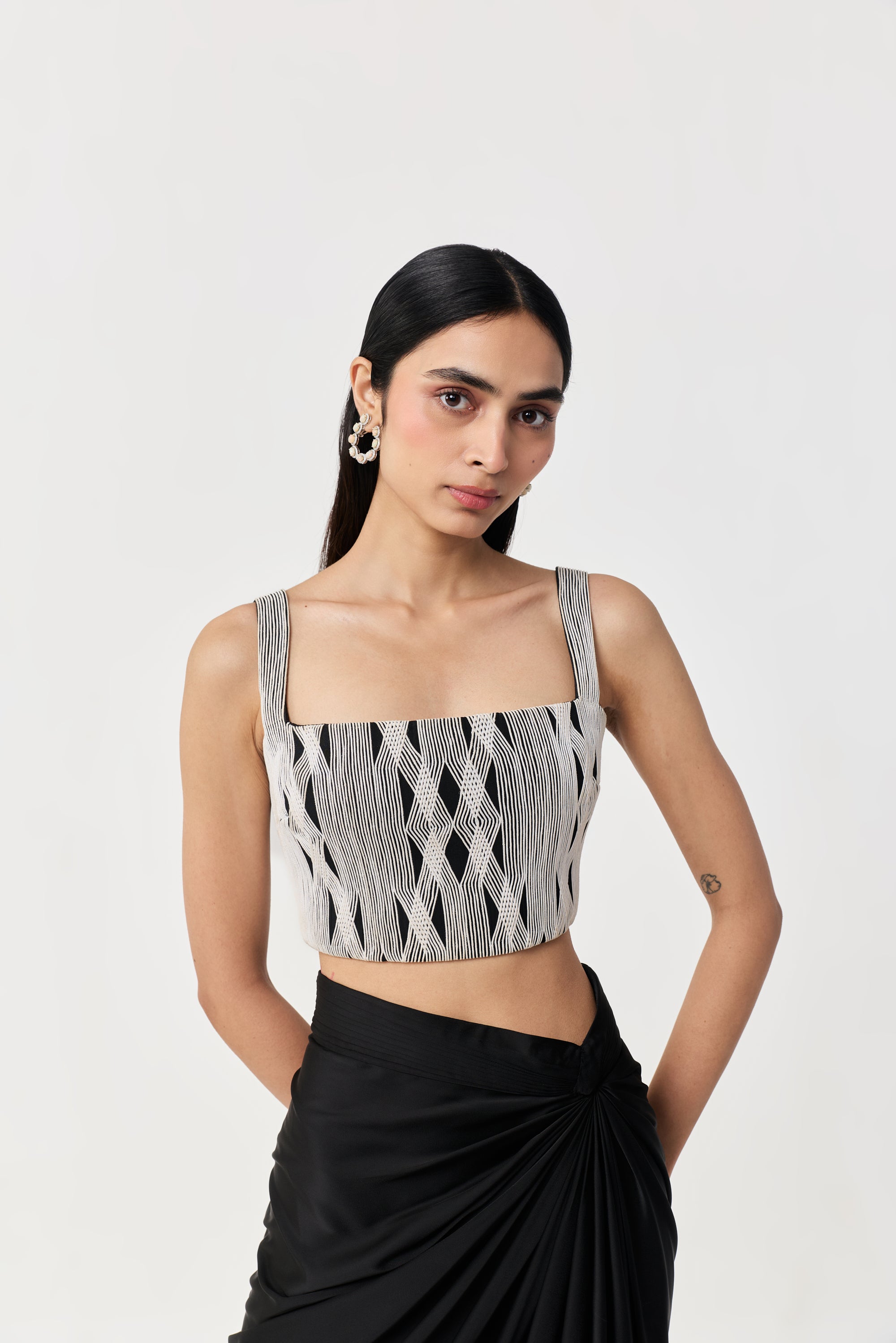 Entwined Corded Bustier - Black & White