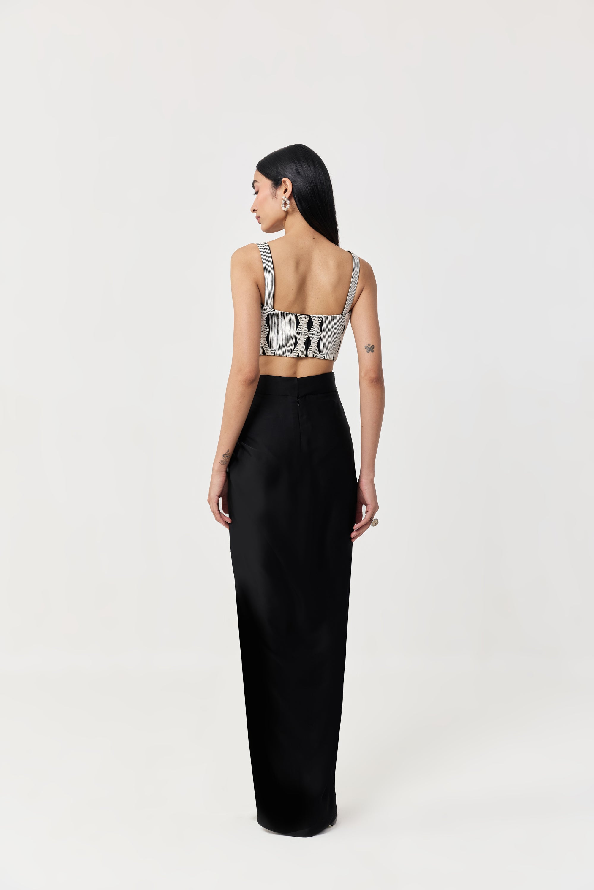 Entwined Corded Bustier Skirt Set - Black & White