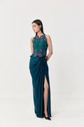 Draped Twist Skirt - Teal